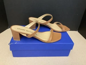 New! Womens Stuart Weitzman Aleena 50 Leather Block Heel Sandals. Size 10B. Nice - Picture 1 of 10