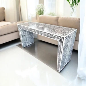 52"x14" Rectangle Bone Inlay Dining Table Luxury Counter Top Furniture Home Deco - Picture 1 of 6