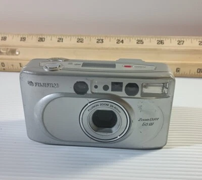 Fuji Fujifilm Camera Zoom Date 60W Silver  Auto Focus Untested Vintage Camera.   - Image 1 of 4