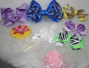 Lot of 8 Girls Hair Accessories Bows Headband Colorful School Some Handmade NIP - Picture 1 of 4