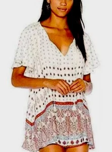 Show Me Your MuMu Top S Paisley Aztec Flutter Sleeve Tassel Boho Hippie Small - Picture 1 of 9