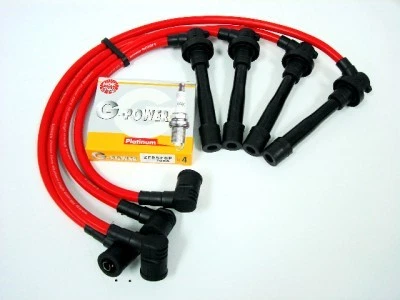 FOR NISSAN SENTRA SR20DE 10.2MM SPARK WIRES NGK G POWER PLATINUM PLUGS KIT RED - Image 1 of 1