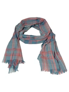 ESPRIT Sciarpa Donna Blu a Quadri con Frange - Foto 1 di 2