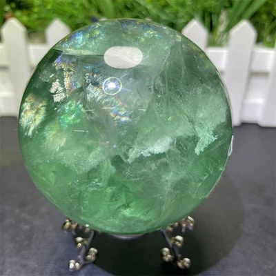 1.5LB 2.9" Natural Verde Fluorita Esfera Cristal Cuarzo Bola Curativa Mineral Foto 1 de 4