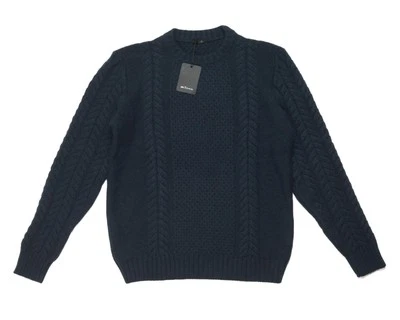 Kiton $5,020 Navy Blue Cashmere Jumper with Braid Pullover Crewneck Sweater M 50 - Image 1 of 4