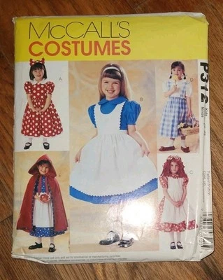 McCall's Costumes P312 Kids 3-8 Storybook Minnie Dorothy Alice Red Riding Uncut - Image 1 of 3