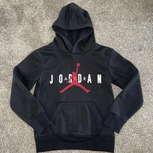 EUC Boys Air Jordan Nike Pullover Hoodie Hooded Sweatshirt Size S Black - Picture 1 of 2