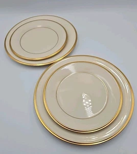 Lenox Eternal Salat & Butter Teller Set 4 Stück Elfenbein 24K Gold Akzent USA - Bild 1 von 10
