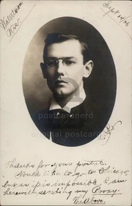 RPPC Watertown,WI Portrait of Man 1906 Jefferson County Wisconsin - Picture 1 of 5
