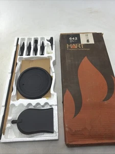 Vintage MCM Hart Kamin schwarz Werkzeugset Fireset 4-teilig Ständer Schürhaken Schaufel Besen Neu aus altem Lagerbestand - Bild 1 von 9