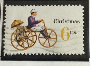 Triciclo mecánico de juguetes de Navidad 1970 6c sello de Estados Unidos - Imagen 1 de 1
