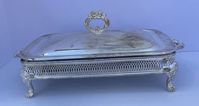 Vintage Silver Plate 3-piece Covered Footed Casserole Serving Dish 2 Qt. w/Glass - Image 1 of 4