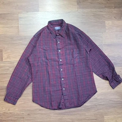 Vintage 80s-90s pendleton red and green striped dress shirt Size Large - Image 1 of 4