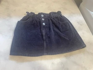 Zara Kids Girls Corduroy Skirt Size 4-5 EUC "Paperbag" style waist Grey - Picture 1 of 3