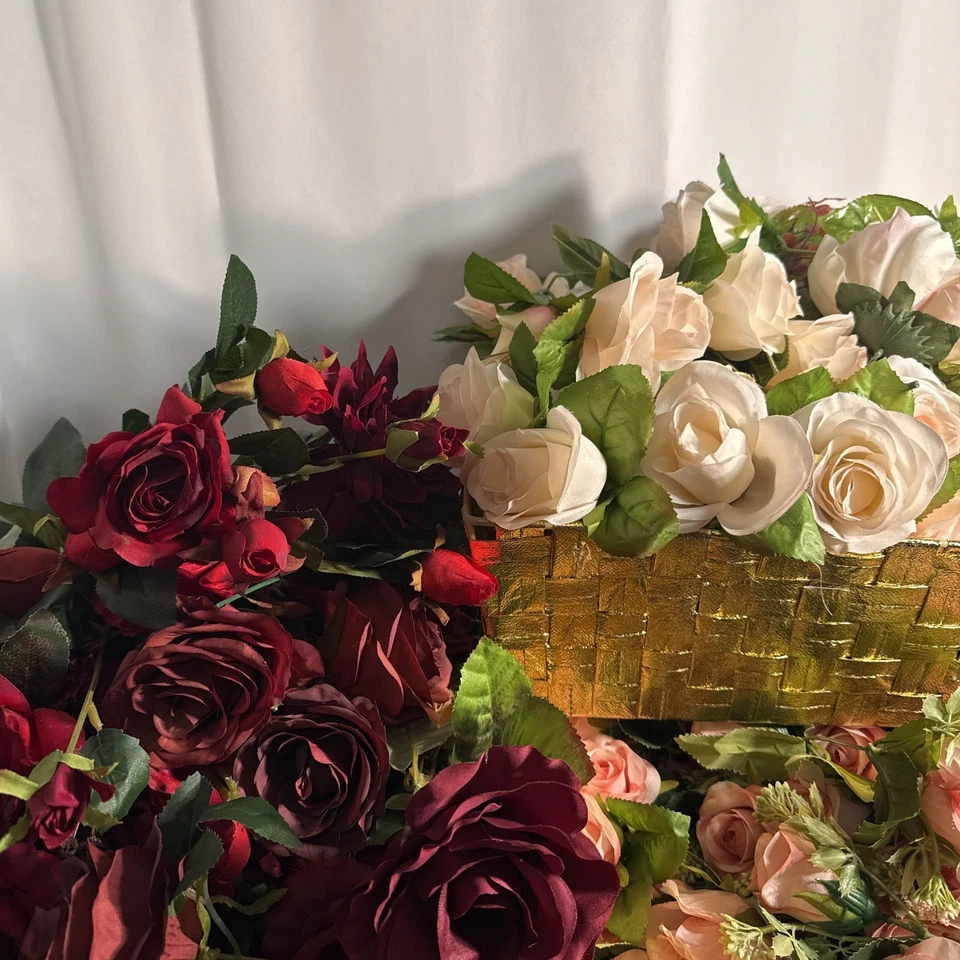 Flores Artificiales Borgoña, Blanco, Rosa. A granel para ramos de boda de novia hágalo usted mismo Foto 1 de 4