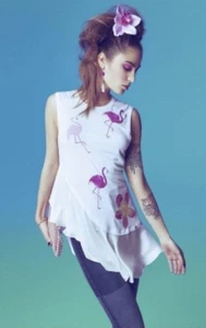 DENNY ROSE MAGLIA blusa canotta art. 45dr62003 fenicotteri rosa tg.L introvabile - Foto 1 di 4