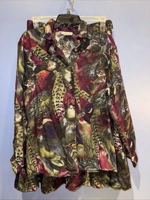 Conjunto de falda de lana vintage para mujer, estampado de pato mallardo, GEIGER, Austria, conjuntos difíciles de encontrar Foto 1 de 4