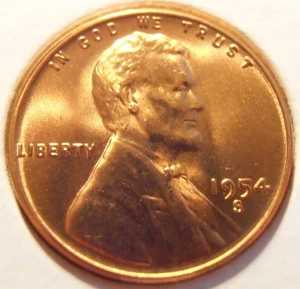 1954 S Lincoln Cent -   better grade BU wheat cent (54SPQ4) - Picture 1 of 5