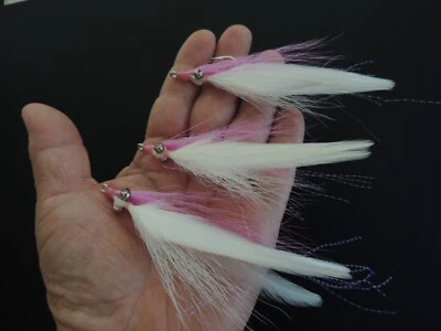 S006 LotOf3 Half and Half Mustad 1/0  Fly Fishing Striper Bluefish GT USA Made - Image 1 of 4