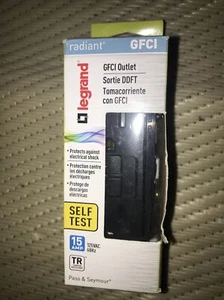 GFCI Receptacle, 15A, Black LEGRAND SELF TEST 1597TRBKCCD4 - Picture 1 of 1