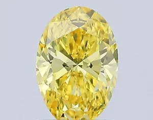 1 CT Fancy Vivid Yellow Oval Shape Lab Grown Diamond For Engagement Ring - Picture 1 of 4