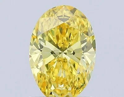 1 CT Fancy Vivid Yellow Oval Shape Lab Grown Diamond For Engagement Ring - Image 1 of 4