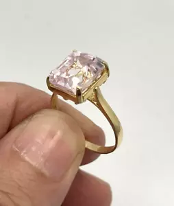 Schöner 18 Karat massiver Gold italienisch hergestellt 11X9 rosa Eisring Größe 7 3/4 - Bild 1 von 12