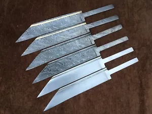 Lot of 6 Custom Handmade Damascus Steel Seax knife Blank Blades Brass Inlay - Picture 1 of 6