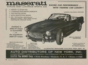 1962 Maserati 3500 GT Cabriolet Convertible Luxury Sports Car VINTAGE PRINT AD - Picture 1 of 2