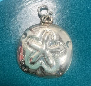 Vintage 925 Silber Sand Dollar Anhänger 1" mit Federring aus Thailand SS336 - Bild 1 von 5