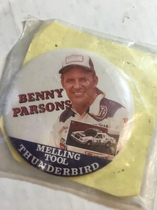 Vintage Benny Parsons Pinback Button, Stock Car Superstars, Melling Tool T-Bird - Picture 1 of 3