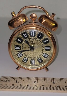 Vintage Small Copper Alarm Clock As/Is - Image 1 of 3