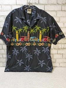Winnie Fashion Hawaiian Shirt Classic Woodie Wagon Surf Board Palm Tree Mens XL - Picture 1 of 15
