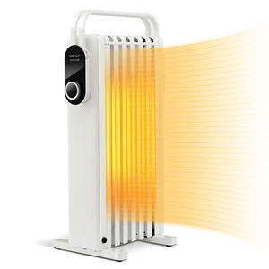1500W Electric Space Heater Oil Filled Radiator Heater W/ Foldable Rack White - Picture 1 of 10