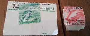 Pair of  Washington Salmon Stamp 1980 and 1981  $1.00 vintage collectable - Picture 1 of 6