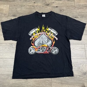 Camicia Vintage Y2K Extreme Customs Adulto XL Nera Motociclista 13 Picche - Foto 1 di 4