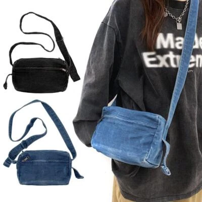 Bolso Bandolera Pequeño de Denim Cartera de Jean Bolsos de Hombro Mini Bolso sin asas para Mujer Foto 1 de 4