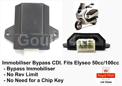 Bypass Immobiliser CDI Per Peugeot Elyseo 50cc 100cc Chip Key ACI100.01 - Image 1 of 4
