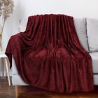 PAVILIA Soft Fleece Burgundy Dark Red Throw Blanket for Couch, Lightweight Pl...