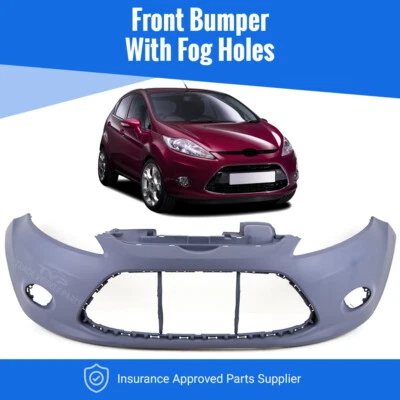 Fits Ford Fiesta 2008-2012 Front Bumper With Fog Holes Primed New - Image 1 of 4