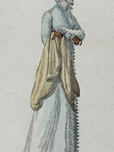 Rare gravure XIXème siècle Costume parisien 1808 femme élégante 1er Empire