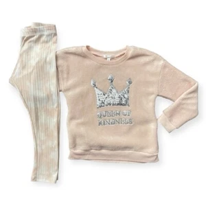Nannette Kids Girl’s Pink Silver Sequin QUEEN OF KINDNESS Sherpa Outfit Set Sz 5 - Picture 1 of 16