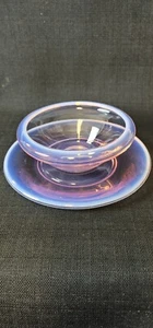 MCM FOSTORIA SEASCAPE Pink Opalescent 5.5" Condiment Bowl Plate  - Picture 1 of 8