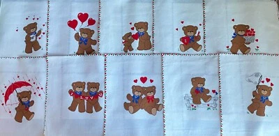 Cranston VIP LUV BEARS Fabric Panel Picture Book Patches Love Heart Valentine - Image 1 of 4