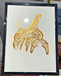 Bill Reid Haida Raven-Xuuya Copper Embossed Series Framed Signed Art Print - Picture 1 of 4