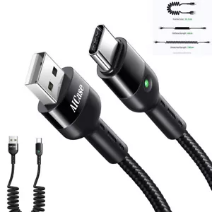 Spring LED Type-C Cable Charger Data Cord for Samsung S25 S24 S23 S22 S21 Ultra - Picture 1 of 11