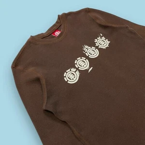 Vintage Element Thermal Shirt Adult Small Brown Waffle Knit Skater Grunge Y2K - Picture 1 of 9