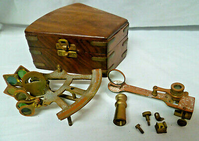 Vintage Marine Collectible Brass Nautical Sextant Wooden Case Parts As Photo's • 79.95$