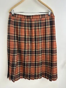 Falda plisada a cuadros marrón óxido Cotswold 100 % lana tejida falda para mujer 18’s  - Imagen 1 de 9