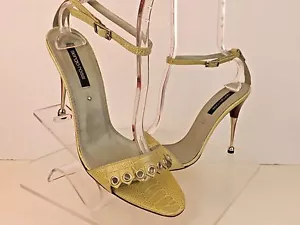 NUEVAS SANDALIAS DE ZAPATOS SERGIO ROSSI VERDE CLARO ESTAMPADO COCODRILO CUERO TACÓN METAL 40 - Imagen 1 de 9